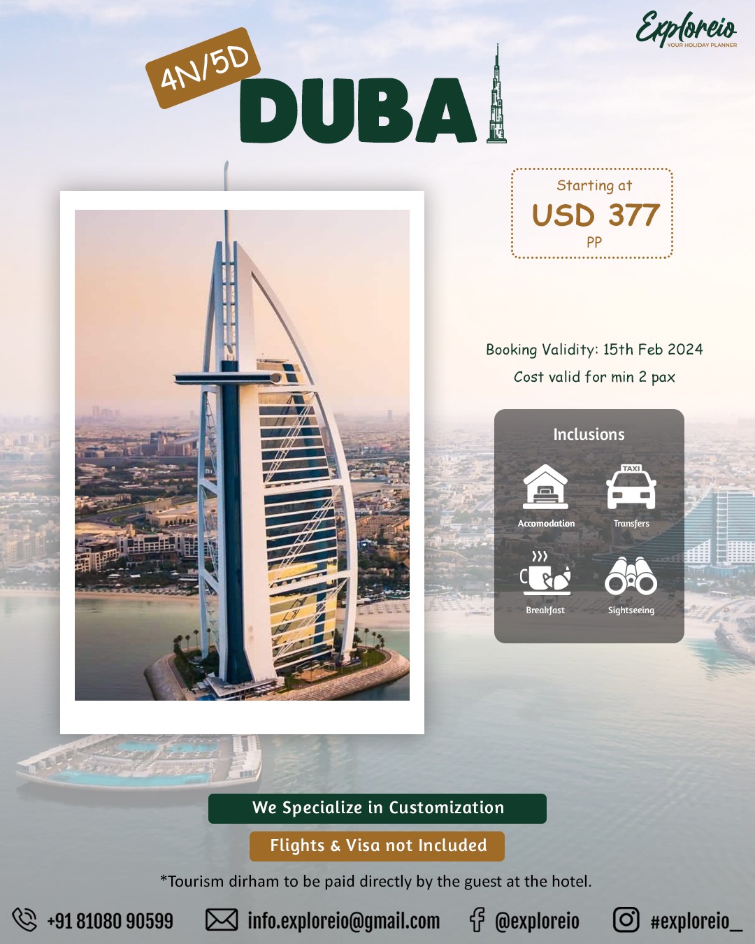 Affordable Dubai tour package - 4N/5D