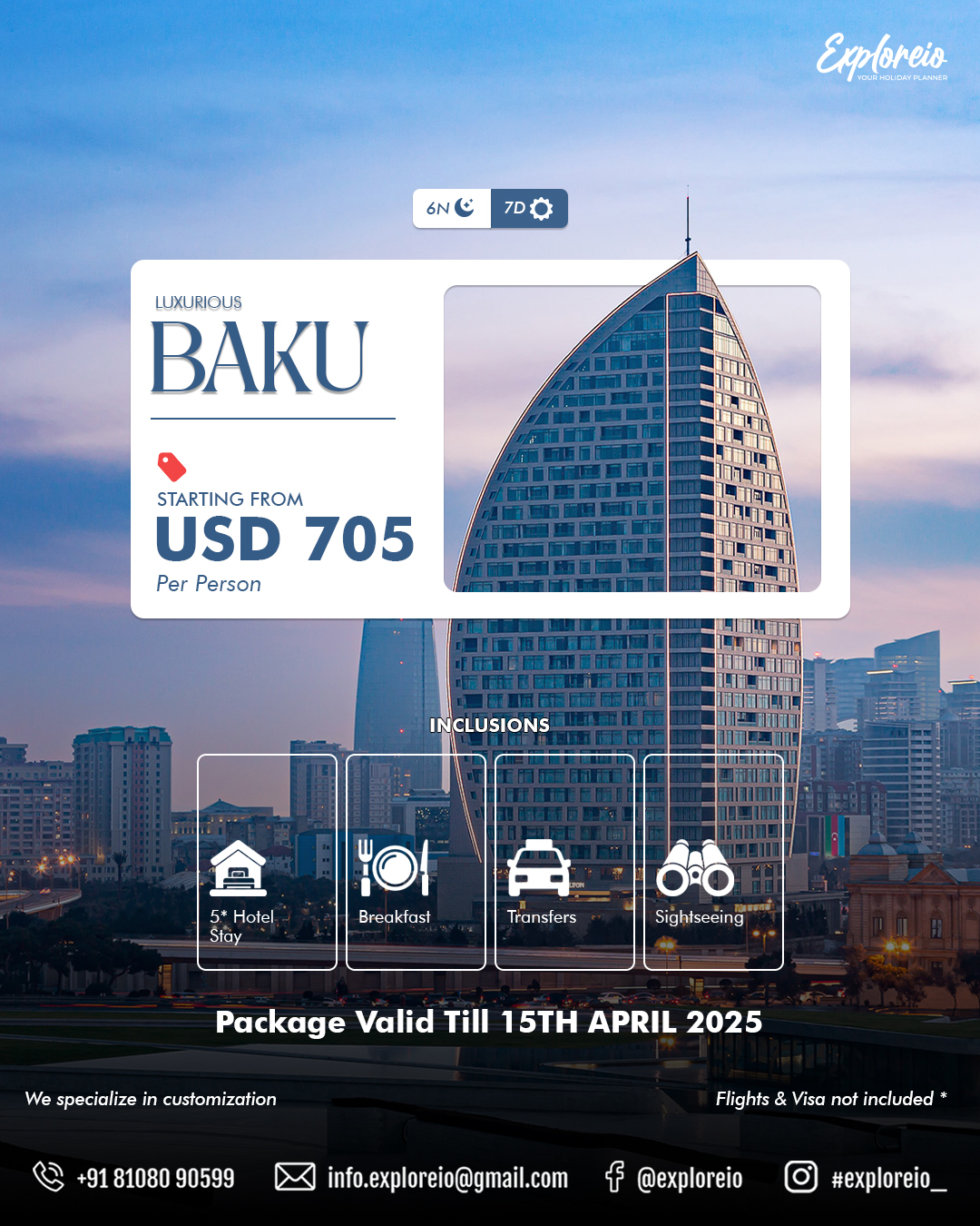 LUXURIOUS BAKU PACKAGE OF 6 NIGHTS / 7 DAYS